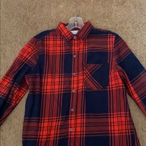 Red and blue flannel.
